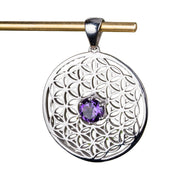 Flower of Life Pendant | Amethyst Gemstone .925 Silver - InnerVision Crystals