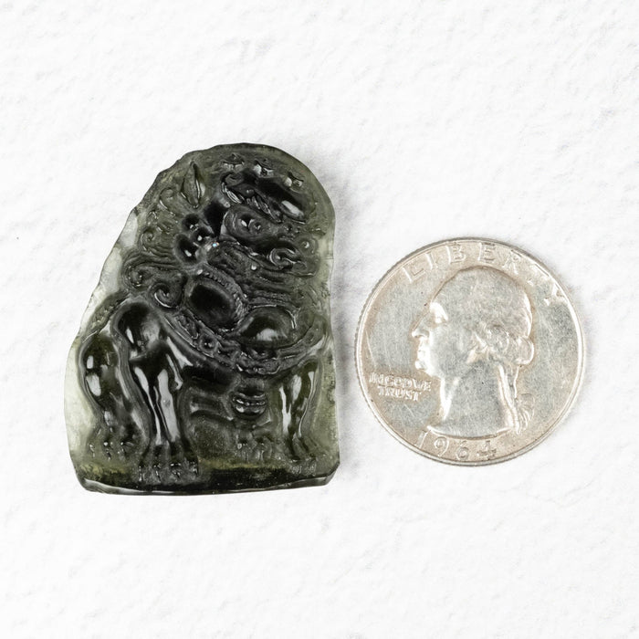 Foo Dog Moldavite Carving 60.40 ct 35x28x9mm - InnerVision Crystals