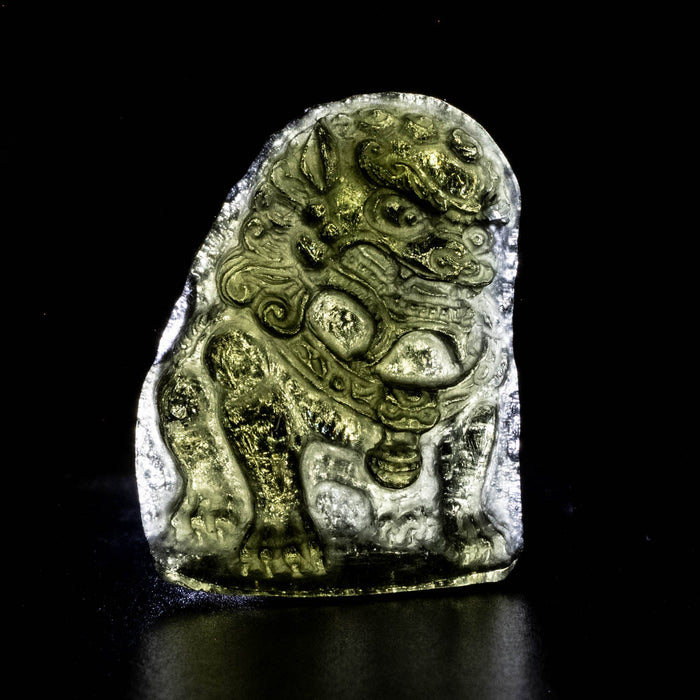 Foo Dog Moldavite Carving 60.40 ct 35x28x9mm - InnerVision Crystals