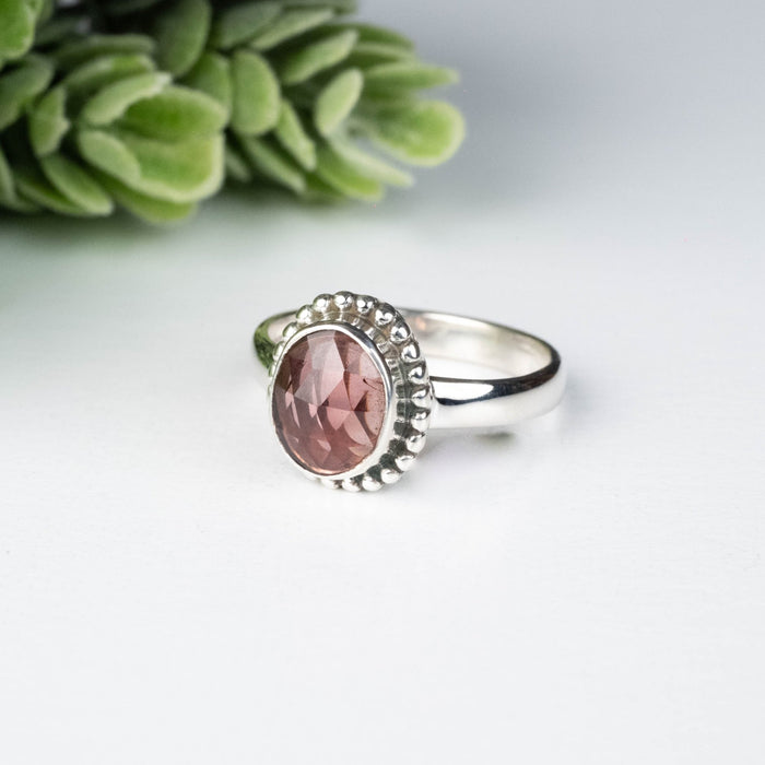 Garnet Ring 8x7mm Size 6 - InnerVision Crystals