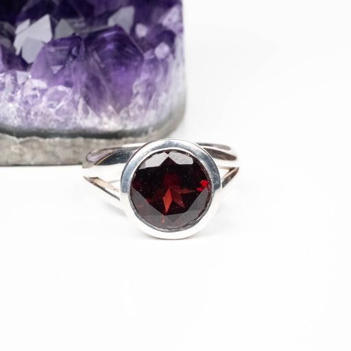 Garnet Ring 9mm Size 5 .925 Silver - InnerVision Crystals