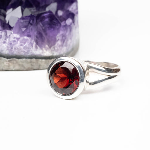 Garnet Ring 9mm Size 5 .925 Silver - InnerVision Crystals
