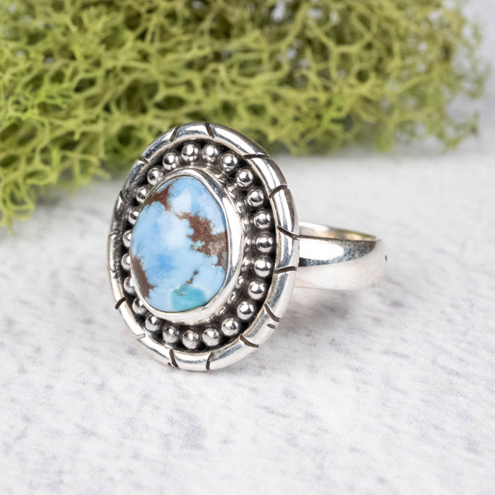 Golden Hill Turquoise Ring 11x7mm Size 5 .925 Silver - InnerVision Crystals