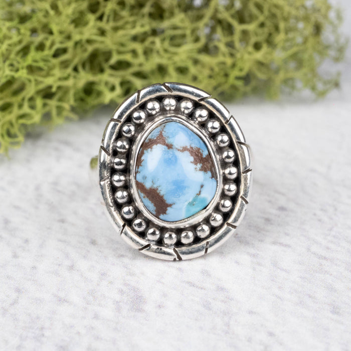 Golden Hill Turquoise Ring 11x7mm Size 5 .925 Silver - InnerVision Crystals