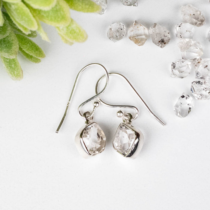 Herkimer Diamond Quartz Crystal Dangle Earrings .925 Silver - InnerVision Crystals