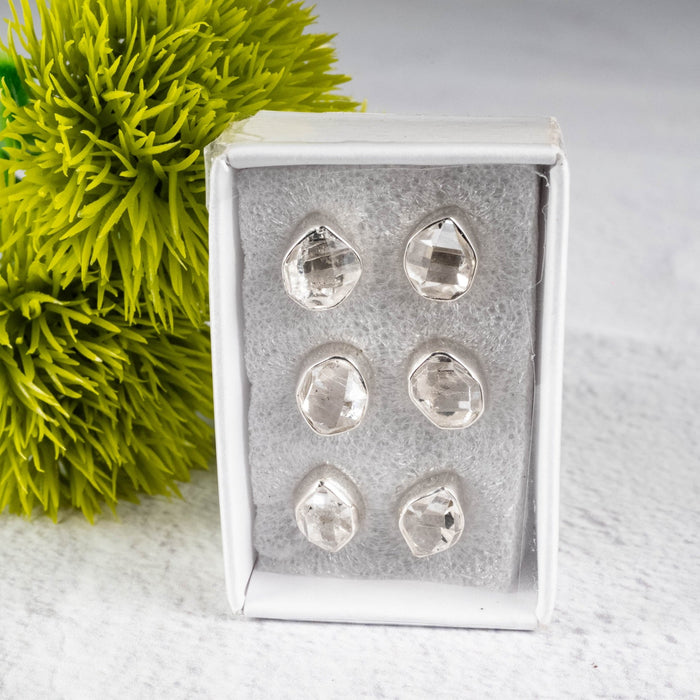 Herkimer Diamond Quartz Stud Earrings .925 - InnerVision Crystals