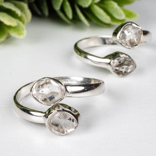 Herkimer Diamond Ring 5 - 7mm Adjustable .925 Silver - InnerVision Crystals