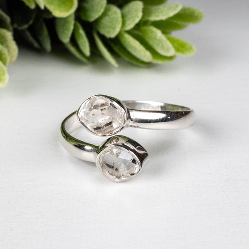 Herkimer Diamond Ring 5 - 7mm Adjustable .925 Silver - InnerVision Crystals