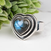 Labradorite Ring 10mm Size 6 - InnerVision Crystals