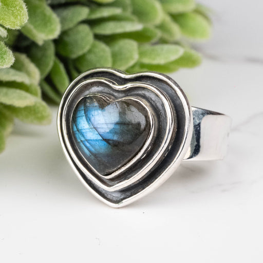 Labradorite Ring 10mm Size 6 - InnerVision Crystals