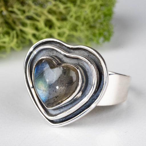 Labradorite Ring 10mm Size 7 .925 Silver - InnerVision Crystals