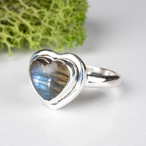 Labradorite Ring 10mm Size 7 .925 Silver - InnerVision Crystals