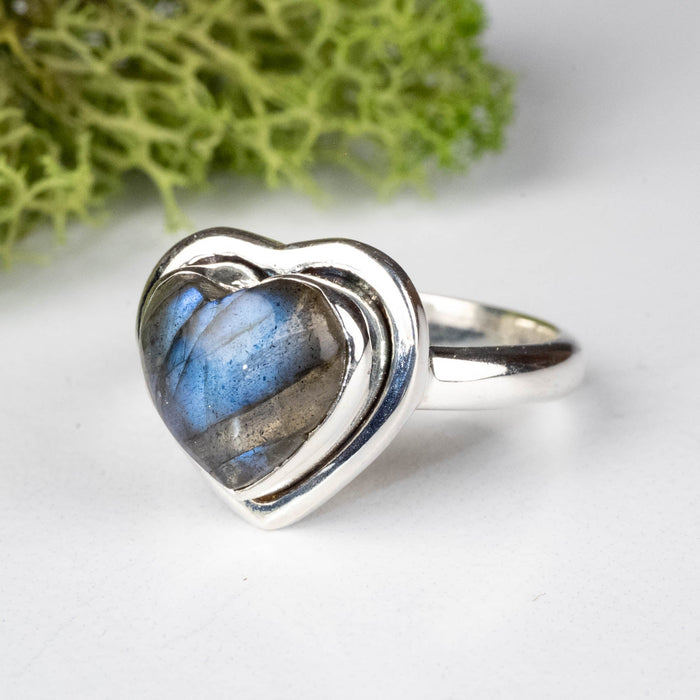 Labradorite Ring 10mm Size 7 .925 Silver - InnerVision Crystals