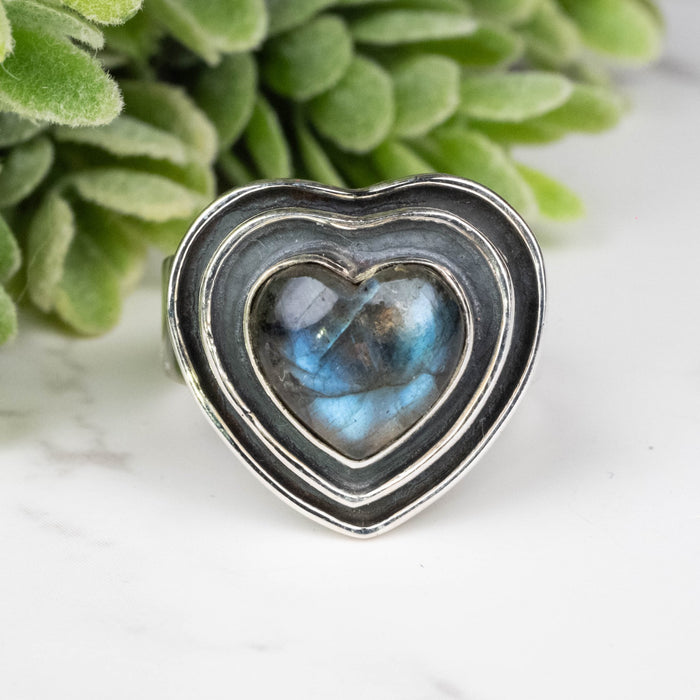 Labradorite Ring 10mm Size 8 - InnerVision Crystals
