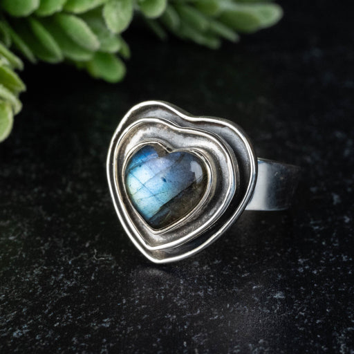 Labradorite Ring 10mm Size 8 - InnerVision Crystals