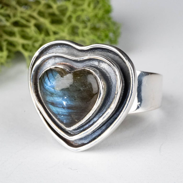 Labradorite Ring 11x9mm Size 8 .925 Silver - InnerVision Crystals