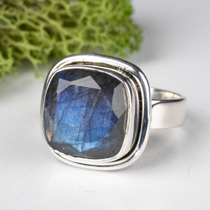 Labradorite Ring 13mm Size 7.5 .925 Silver - InnerVision Crystals
