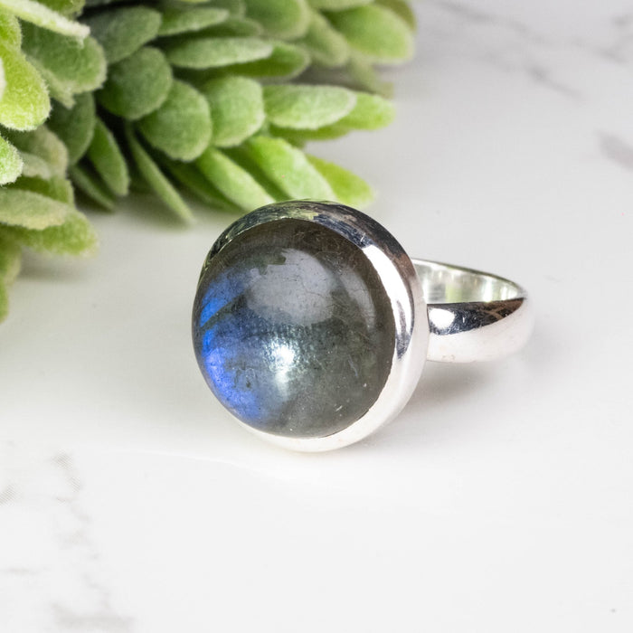 Labradorite Ring 14mm Size 8 - InnerVision Crystals