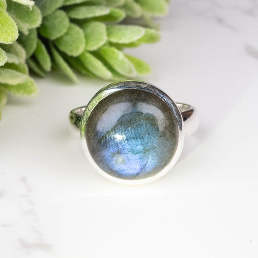 Labradorite Ring 14mm Size 8 - InnerVision Crystals