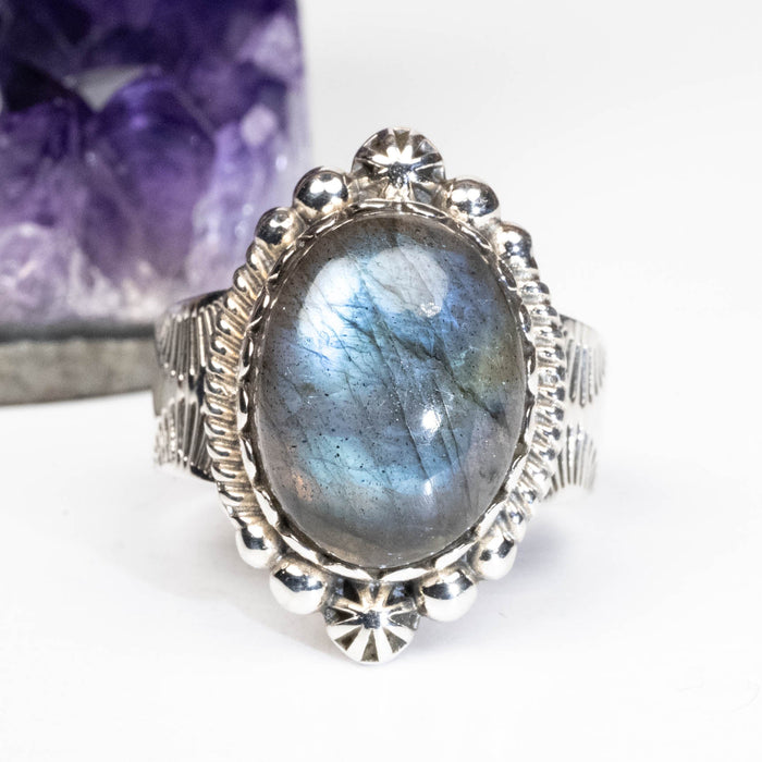 Labradorite Ring 15x12mm Size 10 - InnerVision Crystals