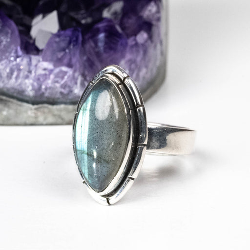 Labradorite Ring 15x7mm Size 5 - InnerVision Crystals