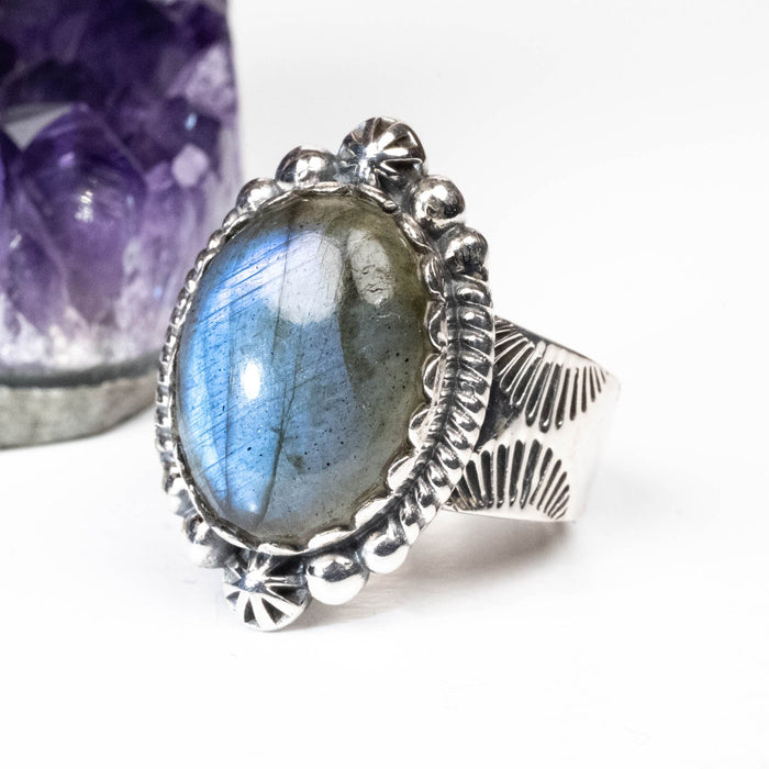 Labradorite Ring 17x11mm Size 9 - InnerVision Crystals