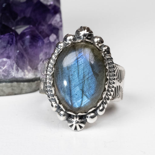 Labradorite Ring 17x11mm Size 9 - InnerVision Crystals