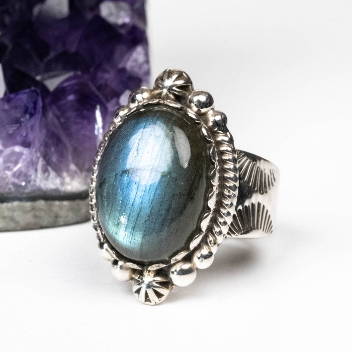 Labradorite Ring 17x12mm Size 7 - InnerVision Crystals
