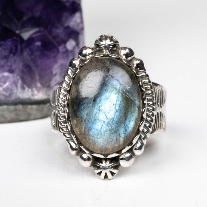 Labradorite Ring 17x12mm Size 9 - InnerVision Crystals