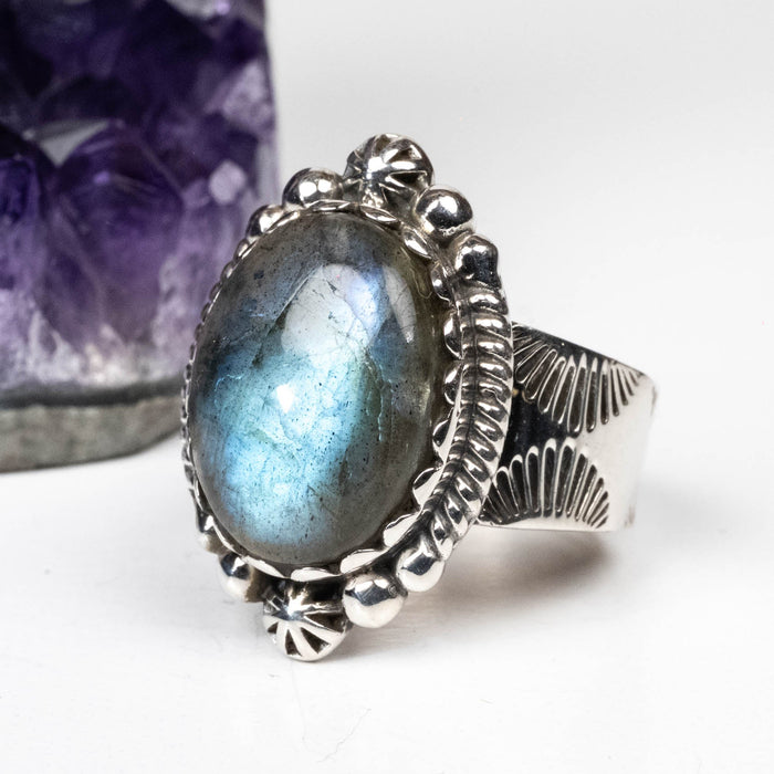 Labradorite Ring 17x12mm Size 9 - InnerVision Crystals
