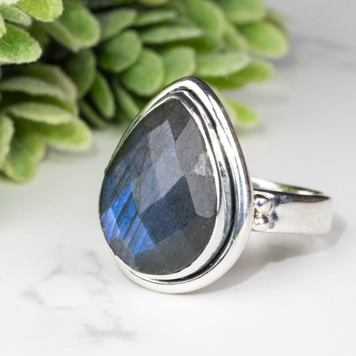 Labradorite Ring 17x13mm Size 10 - InnerVision Crystals