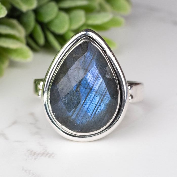 Labradorite Ring 17x13mm Size 10 - InnerVision Crystals