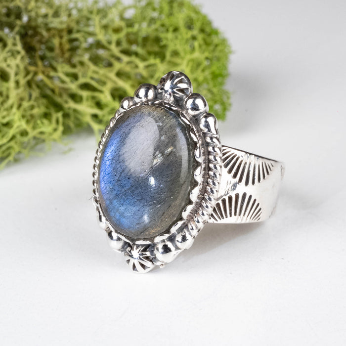 Labradorite Ring 17x13mm Size 11 .925 Silver - InnerVision Crystals