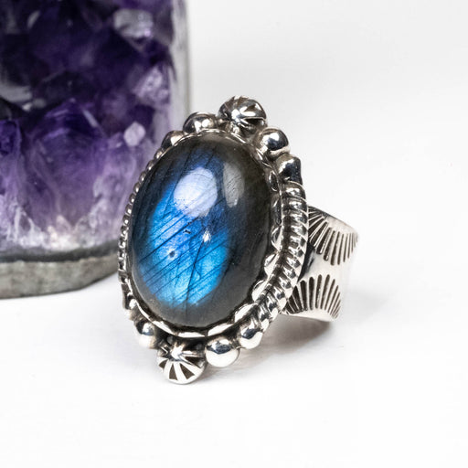 Labradorite Ring 17x13mm Size 6 - InnerVision Crystals