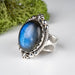 Labradorite Ring 17x13mm Size 6 .925 Silver - InnerVision Crystals