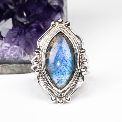 Labradorite Ring 17x8mm Size 6 - InnerVision Crystals