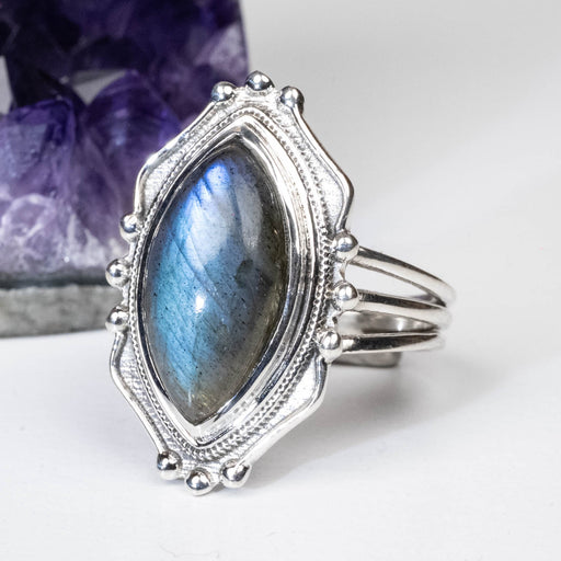 Labradorite Ring 17x8mm Size 8 - InnerVision Crystals