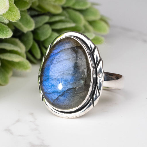 Labradorite Ring 18x13mm Size 10 - InnerVision Crystals