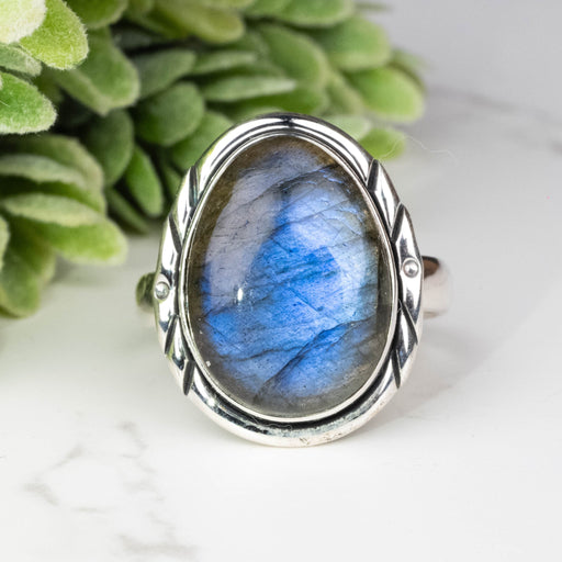 Labradorite Ring 18x13mm Size 10 - InnerVision Crystals
