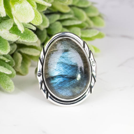 Labradorite Ring 18x13mm Size 7 - InnerVision Crystals