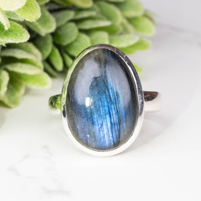 Labradorite Ring 18x13mm Size 9 - InnerVision Crystals