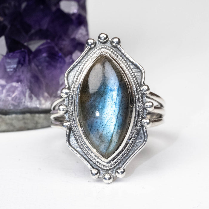 Labradorite Ring 18x9mm Size 10 - InnerVision Crystals