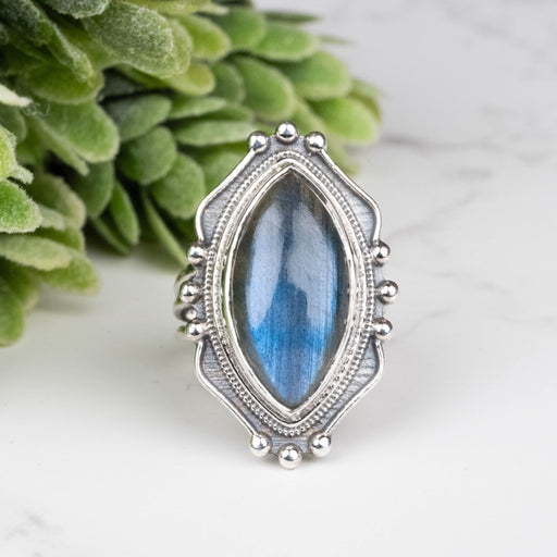 Labradorite Ring 19x10mm Size 4 - InnerVision Crystals