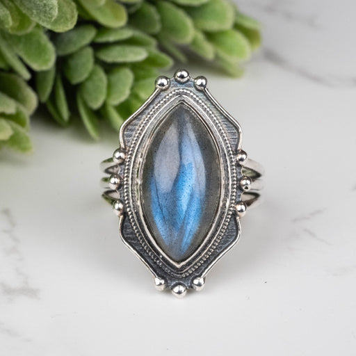 Labradorite Ring 19x10mm Size 8 - InnerVision Crystals