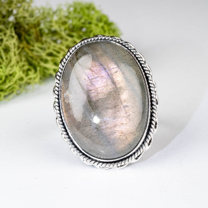 Labradorite Ring 25x19mm Size 10 .925 Silver - InnerVision Crystals