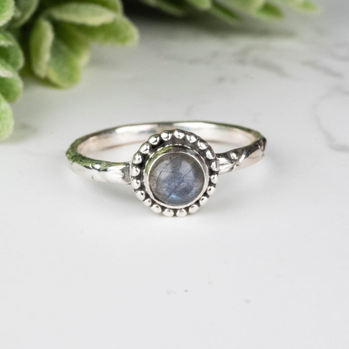 Labradorite Ring 5mm Size 6 - InnerVision Crystals