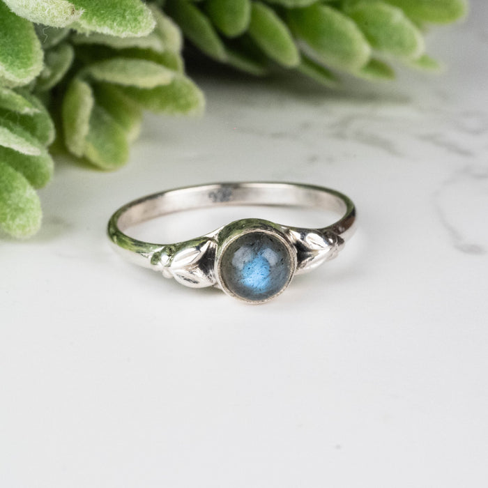 Labradorite Ring 5mm Size 7 - InnerVision Crystals