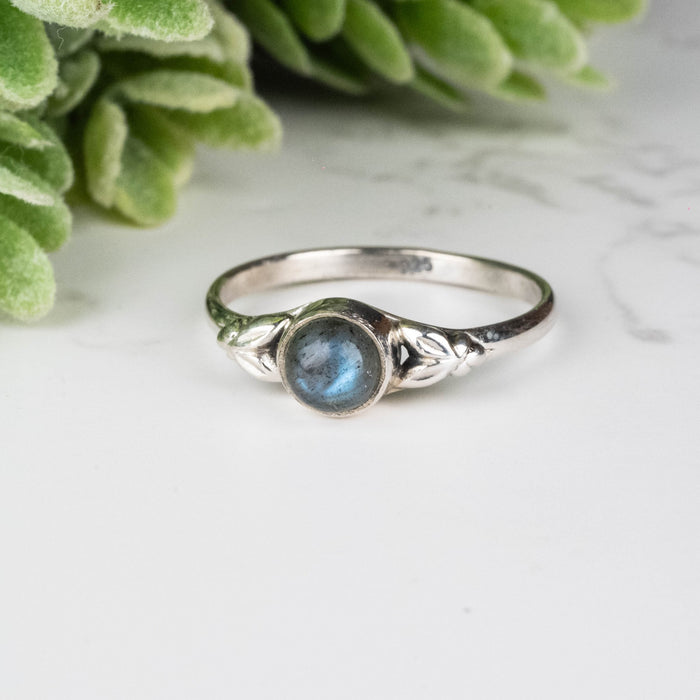 Labradorite Ring 5mm Size 7 - InnerVision Crystals