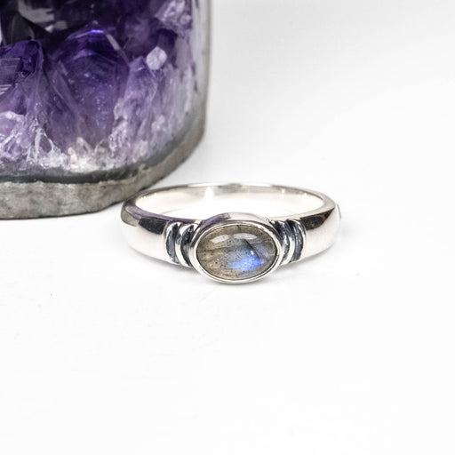 Labradorite Ring 6x4mm Size 6 - InnerVision Crystals