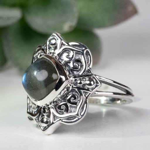 Labradorite Ring 7mm Size 6 .925 Silver - InnerVision Crystals